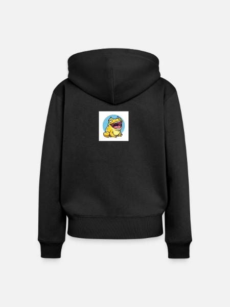 Lachende Fröschin im Cartoonstil - Frauen Premium Bio Zip Hoodie - Schwarz