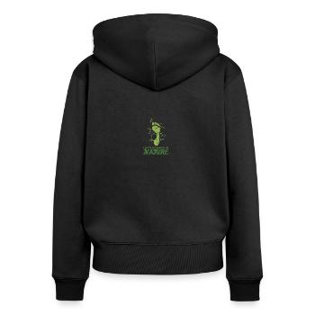 Barefoot Foot Print - Frauen Premium Bio Zip Hoodie - Schwarz - Hinten - Julia (174cm)