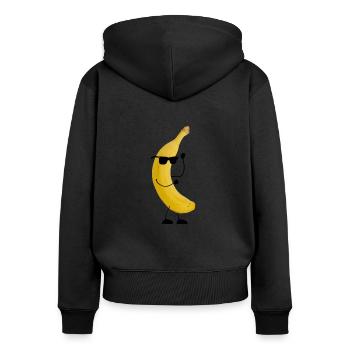banane mit gesicht - Frauen Premium Bio Zip Hoodie - Schwarz - Hinten - Julia (174cm)