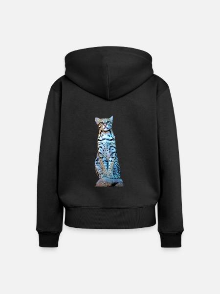 Ozelot - Frauen Premium Bio Zip Hoodie - Schwarz