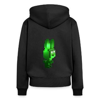 Green Creature 8-Bit Bunny: Veganes Gaming-T-Shirt - Frauen Premium Bio Zip Hoodie - Schwarz - Hinten - Julia (174cm)