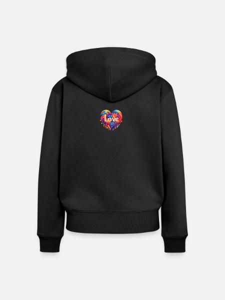 Love Heart - Frauen Premium Bio Zip Hoodie - Schwarz