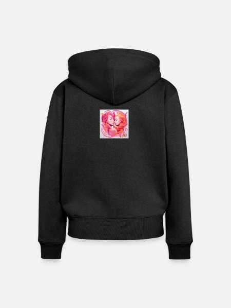 Zwei weiblich gelesene Menschen - Frauen Premium Bio Zip Hoodie - Schwarz