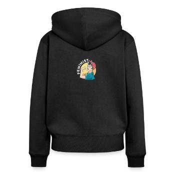 Féminisme Droits des femmes - Sweat à capuche zippé Premium bio Femme - noir - Dos - Julia (174cm)