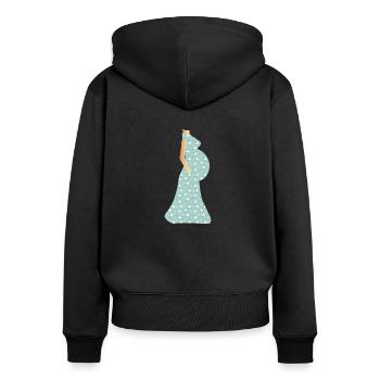 Schwanger - Frauen Premium Bio Zip Hoodie - Schwarz - Hinten - Julia (174cm)