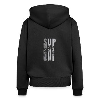 SUP - Women's Premium Organic Zip Hoodie - black - Back - Julia (174cm)