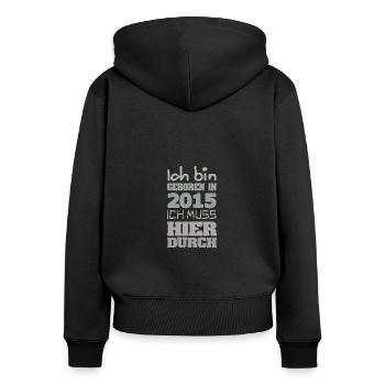 Poubelle 2015 - Sweat à capuche zippé Premium bio Femme - noir - Dos - Julia (174cm)
