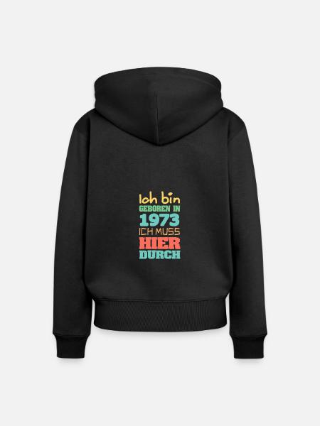 geboren 1973 - Frauen Premium Bio Zip Hoodie - Schwarz
