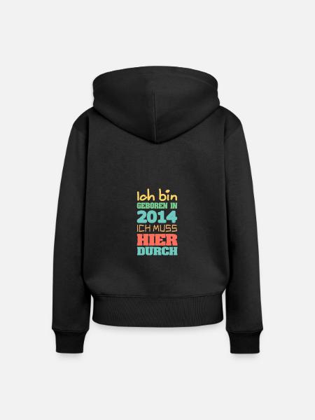 geboren 2014 - Frauen Premium Bio Zip Hoodie - Schwarz