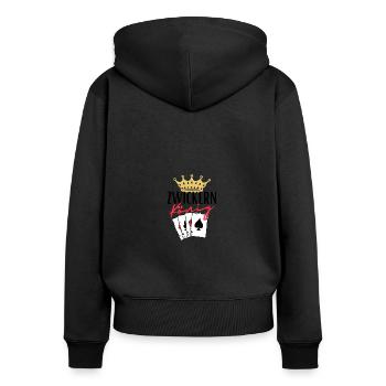 Pincée King - Sweat à capuche zippé Premium bio Femme - noir - Dos - Julia (174cm)