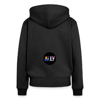 Ally - LGBTIQ Queer Gay Pride CSD Verbündetenschaf - Frauen Premium Bio Zip Hoodie - Schwarz - Hinten - Julia (174cm)
