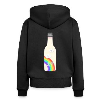 Rainbow Soju Bottle | 한국 | Korean | Pride - Women's Premium Organic Zip Hoodie - black - Back - Julia (174cm)