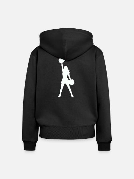 Cheerleader Silhouette mit Pomponen - Frauen Premium Bio Zip Hoodie - Schwarz