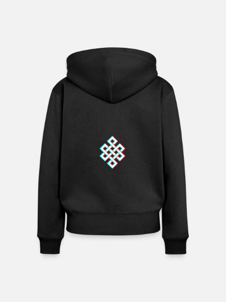 Karma 3D Glitch Anaglyph - Frauen Premium Bio Zip Hoodie - Schwarz
