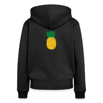 ananas - Sweat à capuche zippé Premium bio Femme - noir - Dos - Julia (174cm)
