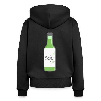 Soju Bottle | 소주 | Korea | Korean Alcohol - Frauen Premium Bio Zip Hoodie - Schwarz - Hinten - Julia (174cm)