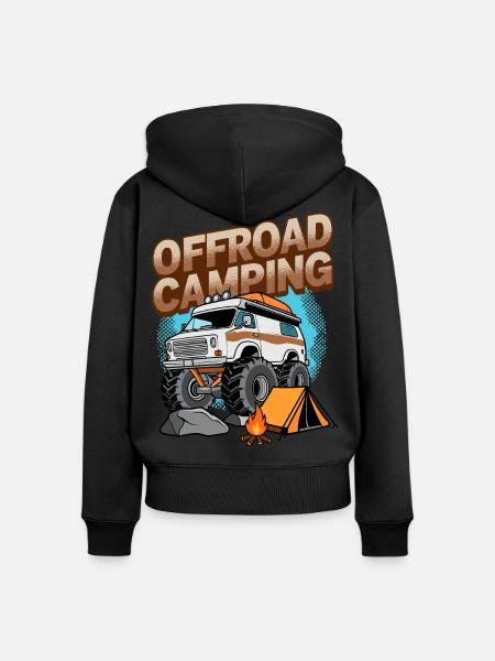 Offroad Camping - Frauen Premium Bio Zip Hoodie - Schwarz