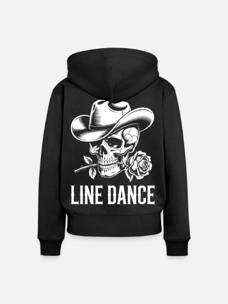 Line Dance Schädel mit Rose - Frauen Premium Bio Zip Hoodie - Schwarz