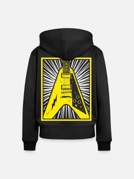 E-Gitarren-Silhouette - Frauen Premium Bio Zip Hoodie - Schwarz