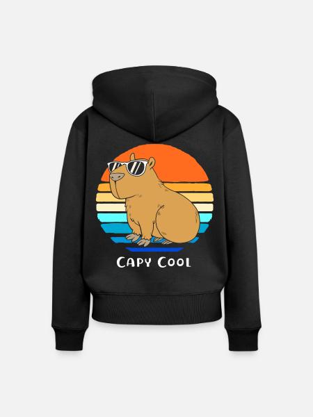 Capybara Capibara - Frauen Premium Bio Zip Hoodie - Schwarz