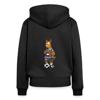 Dutch Fan Lama - Women's Premium Organic Zip Hoodie - black - Back - Julia (174cm)