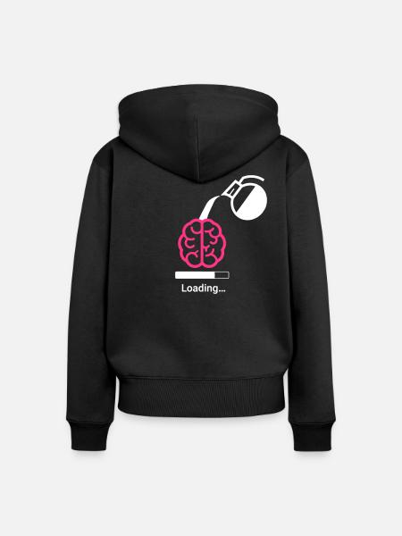 Kaffee Ladestatus - Frauen Premium Bio Zip Hoodie - Schwarz