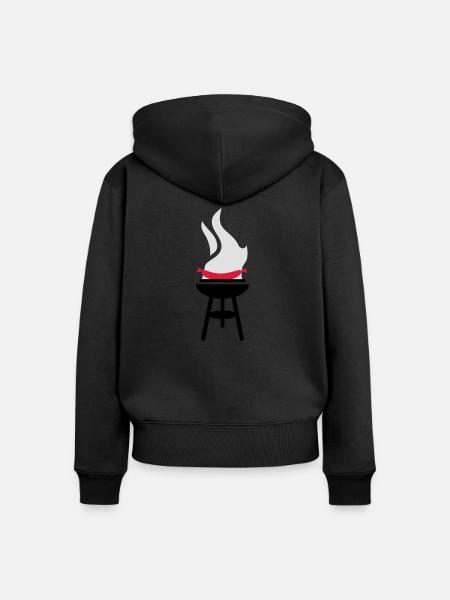 Sausage BBQ - Frauen Premium Bio Zip Hoodie - Schwarz