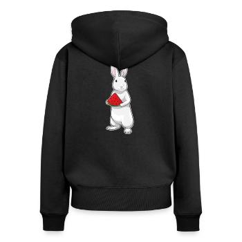 Rabbit Watermelon - Women's Premium Organic Zip Hoodie - black - Back - Julia (174cm)