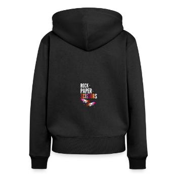 Rock Paper Scissors Lesben LGBT Pride Lesbian - Frauen Premium Bio Zip Hoodie - Schwarz - Hinten - Julia (174cm)