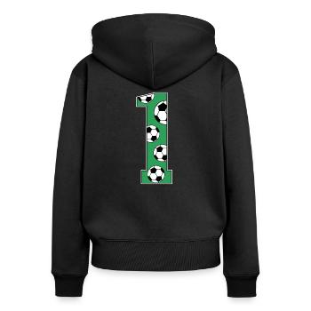 1st Birthday Football Green - Women's Premium Organic Zip Hoodie - black - Back - Julia (174cm)