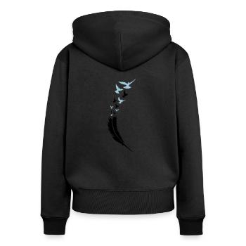 feder voegel fly 2 - Frauen Premium Bio Zip Hoodie - Schwarz - Hinten - Julia (174cm)