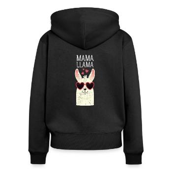 Mama Llama | Cute Mom Gift Design - Sweat à capuche zippé Premium bio Femme - noir - Dos - Julia (174cm)