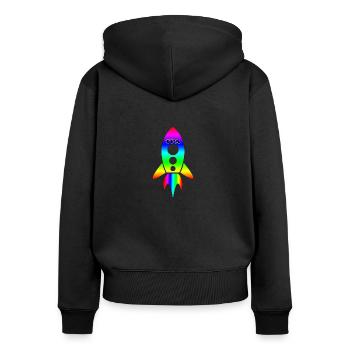 Rocket - Women's Premium Organic Zip Hoodie - black - Back - Julia (174cm)