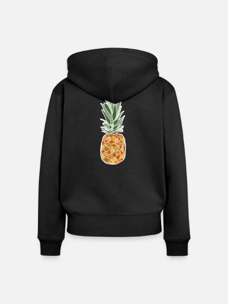 Tropische Ananas – Fruchtige Pop-Illustration - Frauen Premium Bio Zip Hoodie - Schwarz