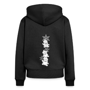 Pinguin Weihnachten - Frauen Premium Bio Zip Hoodie - Schwarz - Hinten - Julia (174cm)