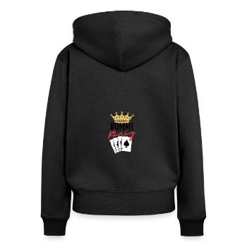 Rummy King - Women's Premium Organic Zip Hoodie - black - Back - Julia (174cm)