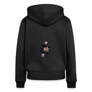 Retro X Bitcoin Crypto Satoshis Symbol 21 - Frauen Premium Bio Zip Hoodie - Schwarz - Hinten - Julia (174cm)