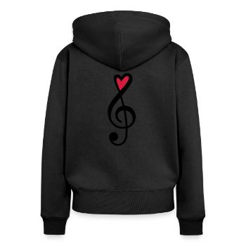 Clef Heart Red Music - Women's Premium Organic Zip Hoodie - black - Back - Julia (174cm)