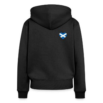Drapeau de l'Ecosse T-shirt de coeur - chemise écossaise - Sweat à capuche zippé Premium bio Femme - noir - Dos - Julia (174cm)
