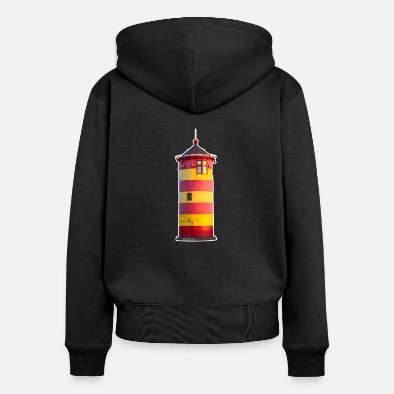 Phare de Pilsumer - Sweat à capuche zippé Premium bio Femme - noir