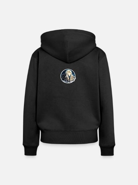 Triadenwolf im Mondlicht - Frauen Premium Bio Zip Hoodie - Schwarz