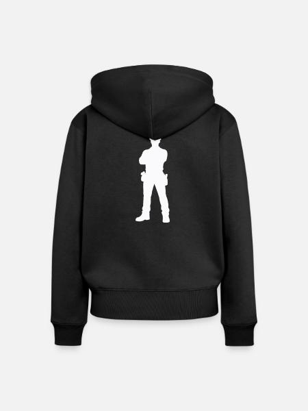 Bauarbeiter Bau Silhouette - Frauen Premium Bio Zip Hoodie - Schwarz