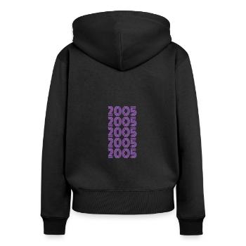 2005 - Frauen Premium Bio Zip Hoodie - Schwarz - Hinten - Julia (174cm)