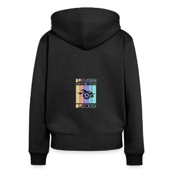 Rollstuhl Behinderung Handicap Rollstuhlfahrer - Frauen Premium Bio Zip Hoodie - Schwarz - Hinten - Julia (174cm)