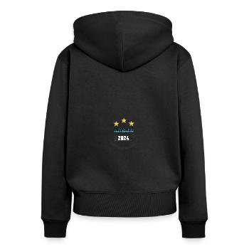 ENFIN LA RETRAITE - Sweat à capuche zippé Premium bio Femme - noir - Dos - Julia (174cm)