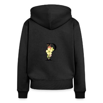 Elegant letter 'P' with flowers - Women's Premium Organic Zip Hoodie - black - Back - Julia (174cm)
