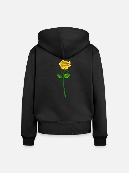 Gelbe Rose mit Stil - Frauen Premium Bio Zip Hoodie - Schwarz