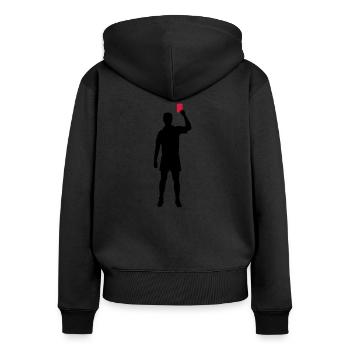 Schiedsrichter - Frauen Premium Bio Zip Hoodie - Schwarz - Hinten - Julia (174cm)