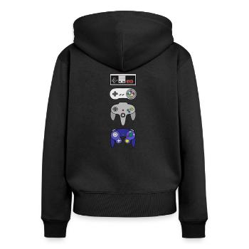Retro Gaming Controller Konsole Gamepad Gamer - Frauen Premium Bio Zip Hoodie - Schwarz - Hinten - Julia (174cm)