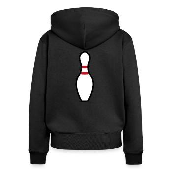 Bowling Pin - Frauen Premium Bio Zip Hoodie - Schwarz - Hinten - Julia (174cm)